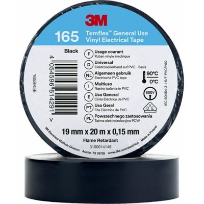 3M 100 Stk Temflex El Vinyltape 165 19 Mm X 20 M, Sort 3M 100 Stk Temflex El Vinyltape 165 19 Mm X 20 M, Sort
