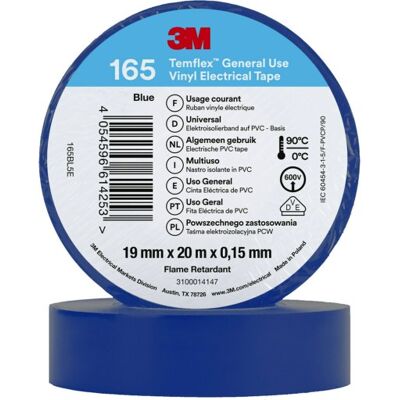 3M Elektrisk Tape - Blå - 19mm x 20m 3M Elektrisk Tape - Blå - 19mm x 20m