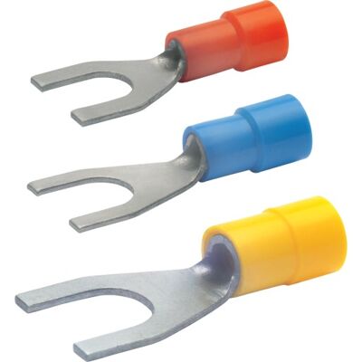 Klauke 100 Stk Pladekabelsko Isoleret M4, 4-6 Mm², Gaffelformet Klauke 100 Stk Pladekabelsko Isoleret M4, 4-6 Mm², Gaffelformet