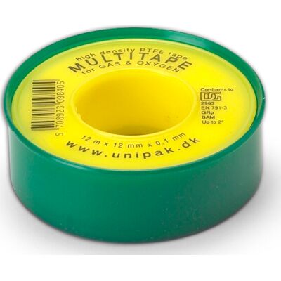 Unipak gasforseglingstape - Gas, vand, ilt - PTFE Unipak gasforseglingstape - Gas, vand, ilt - PTFE