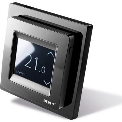 Devi Reg Touch Termostat Med Gulvføler, Design Ramme, Sort Devi Reg Touch Termostat Med Gulvføler, Design Ramme, Sort