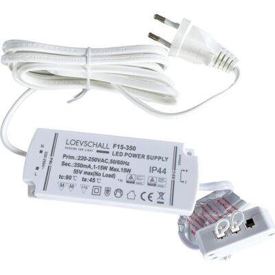 Loevschall Led Driver, 350ma, 1-15w, Ikke Dæmpbar Loevschall Led Driver, 350ma, 1-15w, Ikke Dæmpbar