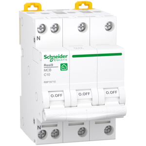 Schneider Electric Schneider Resi9 Automatsikring 3p+n 10a, Hvid