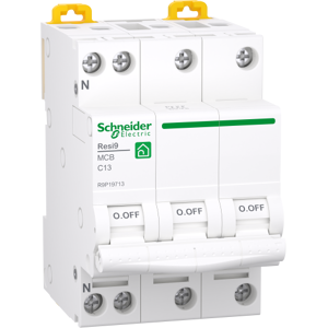 Schneider Electric Schneider Resi9 Automatsikring 3p+n 13a, Hvid