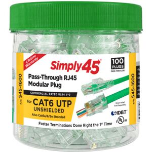 Imago Sonas Simply45 Rj45 Pass-Through Stik Cat6 Utp Uskærmet, 100 Stk