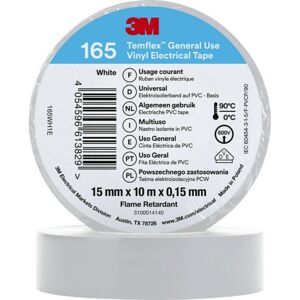 3M Temflex El Vinyltape 165 15 Mm X 10 M, Hvid 3M Temflex El Vinyltape 165 15 Mm X 10 M, Hvid