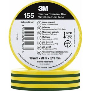 3M - Isoleringsbånd Gul/Grøn 19mm x 20m 3M - Isoleringsbånd Gul/Grøn 19mm x 20m