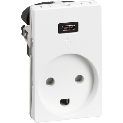 Lauritz Knudsen USB-C Stik - 1,5 Modul - Hvid Lauritz Knudsen USB-C Stik - 1,5 Modul - Hvid