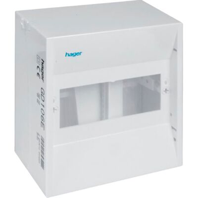 HAGER GD106E Mini fordelingsskabsdæksel - 6 moduler, IP30, Hvid HAGER GD106E Mini fordelingsskabsdæksel - 6 moduler, IP30, Hvid
