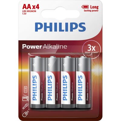 Philips Power Alkaline Aa Batterier, 4 Stk. Philips Power Alkaline Aa Batterier, 4 Stk.