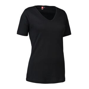 ID Identity Id, Interlock Dame T-Shirt 0506, V-Hals, Sort, Str. 3xl