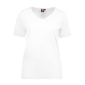 ID Identity Id, Interlock Dame T-Shirt 0506, V-Hals, Hvid, Str. 3xl