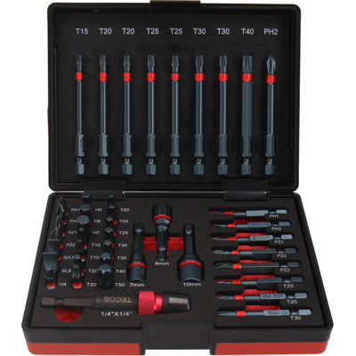 Tecos T-B042r Impact Heavy Duty Slagbits, Sæt Med 42 Dele Tecos T-B042r Impact Heavy Duty Slagbits, Sæt Med 42 Dele