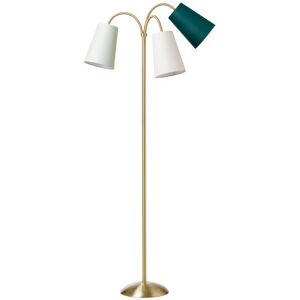 Nielsen Light Salsa Gulvlampe, Guld Med Støvgrøn, Off White & Flaskegrøn Skærm