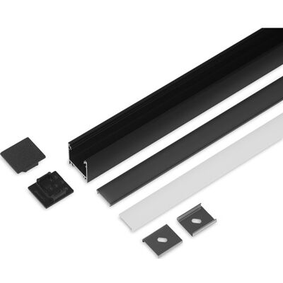 HiluX Aluminiumsprofil Model L 20mm Led Strip, Lgd 1m, Sort HiluX Aluminiumsprofil Model L 20mm Led Strip, Lgd 1m, Sort