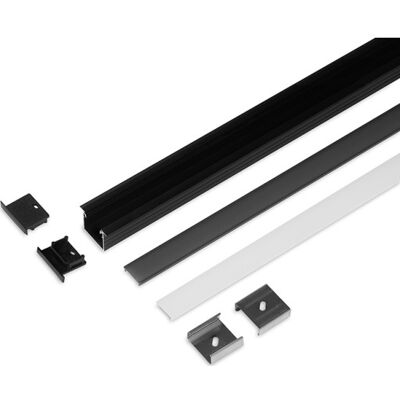 HiluX Aluminiumsprofil Model L (Indbyg) 20mm Led Strip, Lgd 1m, Sort HiluX Aluminiumsprofil Model L (Indbyg) 20mm Led Strip, Lgd 1m, Sort