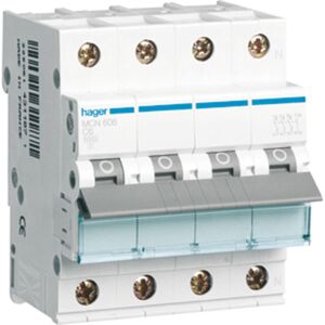 Hager Automatsikring 20A 3-pol + N C-karakteristik - DIN-skinne 72mm Hager Automatsikring 20A 3-pol + N C-karakteristik - DIN-skinne 72mm