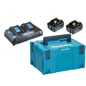 Makita Lxt Batterisæt Med Dobbelt Lader Og Kasse,  2x18v/5,0ah M.