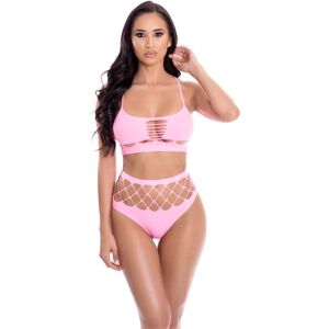 Pink Lipstick Lingerie Neon Dreams 2Pc Bra Set Pink One Size Plus (44-50)