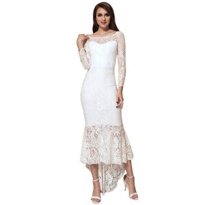 Ohyeah Elegant Lace Hi-low White Evening Dress M