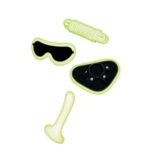 Whipsmart Glow In The Dark Strap-On Set With Eyemask & Silk Rope