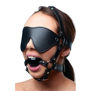 Strict Kinky Adjustable Harness With Blindfold And Ball Gag