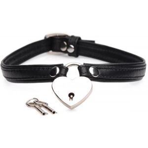 Master Series Heart Lock Collar With Keys - Black