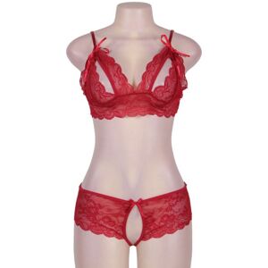 Ohyeah Cranberry And Lace Bra set - One Size