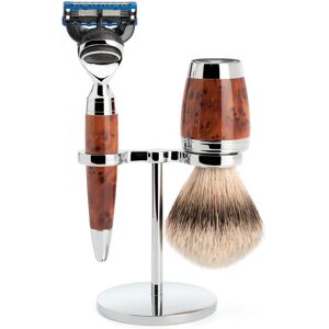 Mühle Barbersæt med Skraber, Silvertip Barberkost og Holder, Stylo, Thuja Wood