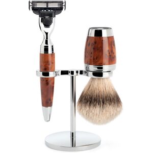 Mühle Barbersæt med Mach3 Skraber, Barberkost og Holder, Stylo, Thuja Wood