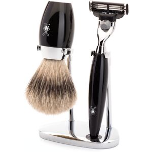 Mühle barbersæt med Mach3 Skraber, Barberkost og Holder, Kosmo, Sort Kunstharpiks