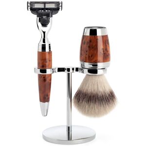 Mühle Barbersæt med Mach3 Skraber, Silvertip Fibre® Barberkost og Holder, Stylo, Thuja Wood