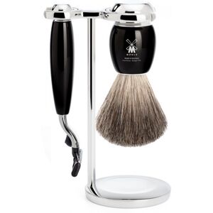 Mühle barbersæt med Mach3 Skraber, Barberkost og Holder, Vivo, Sort Kunstharpiks