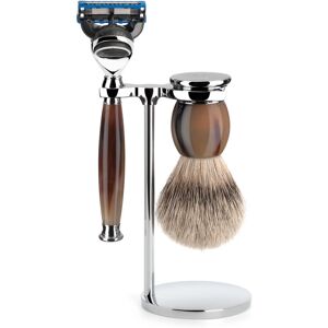 Mühle Barbersæt med Skraber, Silvertip Barberkost og Holder, Sophist, Genuine horn