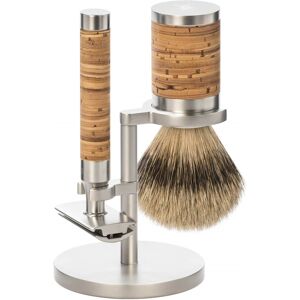 Mühle Barbersæt med DE-skraber, Barberkost og Holder, Rocca, Rustfrit stål & Birkebark