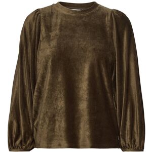 Top With Puff Sleeves In Soft Cordu Coster Copenhagen Green DARK ARMY 36,38