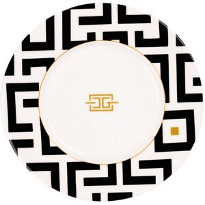 Cg Deco Plate Carolina Gynning Patterned WHITE,BLACK AND GOLD TONE ONE SIZE