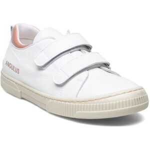 Shoes - Flat - With Velcro ANGULUS White 1521/1470 WHITE/D.PEACH 22 x 14.40,24 x 15.60,26 x 16.90,27 x 17.50,28 x 18.20,30 x 19.60,31 x 20.20,32 x 20.90,34 x 22.20