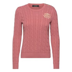 Button-Trim Cable-Knit Cotton Sweater Lauren Ralph Lauren Pink PINK MAHOGANY XS,S,M,L,XL