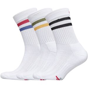 Tennis Crew Socks 3-Pack Danish Endurance White WHITE RETRO (STRIPES IN RED/BLUE, BLACK, GREEN/YELLOW) 39-42,43-47