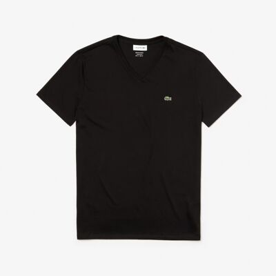 Lacoste Sort V-Hals T-Shirt Til Herre – Regular Fit Sort M Lacoste Sort V-Hals T-Shirt Til Herre – Regular Fit Sort M