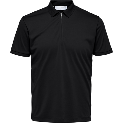 Selected Homme Polo T-Shirt Med Lynlås I Sort Til Herre Sort M Selected Homme Polo T-Shirt Med Lynlås I Sort Til Herre Sort M