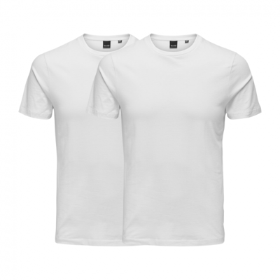Only & Sons 2pak T-Shirt I Hvid Til Herre – Slim Fit Hvid XS Only & Sons 2pak T-Shirt I Hvid Til Herre – Slim Fit Hvid XS