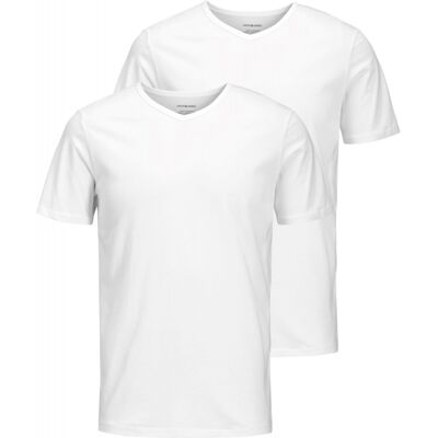 Jack & Jones T-Shirts 2-Pak Hvid Med V-Hals Til Herre Hvid M Jack & Jones T-Shirts 2-Pak Hvid Med V-Hals Til Herre Hvid M