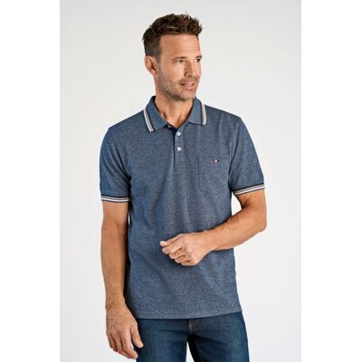 Bison Regular Fit-Poloshirt I Blå Med Beige Striber Til Herre Blå XL Bison Regular Fit-Poloshirt I Blå Med Beige Striber Til Herre Blå XL