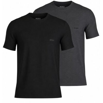 Boss 2-Pak Rib-T-Shirts Med Rund Hals I Sort Og Grå Til Herre Sort & Grå,Materiale L Boss 2-Pak Rib-T-Shirts Med Rund Hals I Sort Og Grå Til Herre Sort & Grå,Materiale L