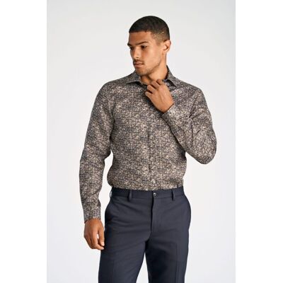 Lindbergh Modern Fit Printet Langærmet Teknisk Skjorte I Mørk Sand Til Herre Beige XL Lindbergh Modern Fit Printet Langærmet Teknisk Skjorte I Mørk Sand Til Herre Beige XL