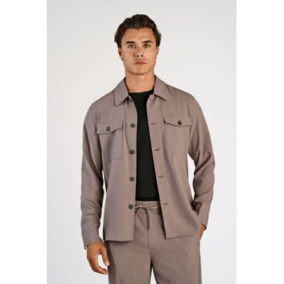 Lindbergh Relaxed Fit Formel Overshirt I Mørk Sand Meleret Til Herre Beige M Lindbergh Relaxed Fit Formel Overshirt I Mørk Sand Meleret Til Herre Beige M
