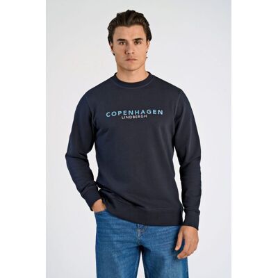 Lindbergh Sweatshirt Med Rund Hals Og Print I Navy Til Herre Navy M Lindbergh Sweatshirt Med Rund Hals Og Print I Navy Til Herre Navy M