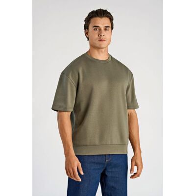 Lindbergh Kortærmet Sweatshirt I Armygrøn Til Herre Grøn M Lindbergh Kortærmet Sweatshirt I Armygrøn Til Herre Grøn M
